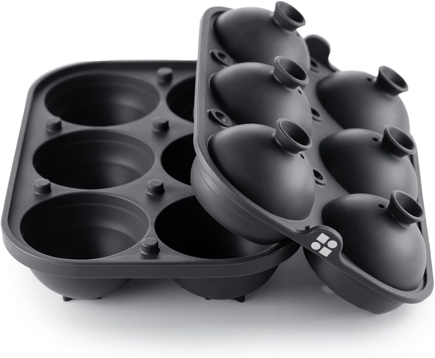 Ice Cube Molds, Large Silicone Sphere & Square Combo with Fill Funnel | 2 Inch round & Square Shapes, Built in Easy Fill Funnel, Large Silicone Combo for Whiskey Bourbon & Cocktails