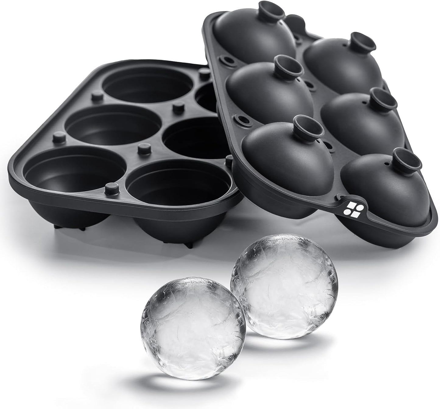 Ice Cube Molds, Large Silicone Sphere & Square Combo with Fill Funnel | 2 Inch round & Square Shapes, Built in Easy Fill Funnel, Large Silicone Combo for Whiskey Bourbon & Cocktails