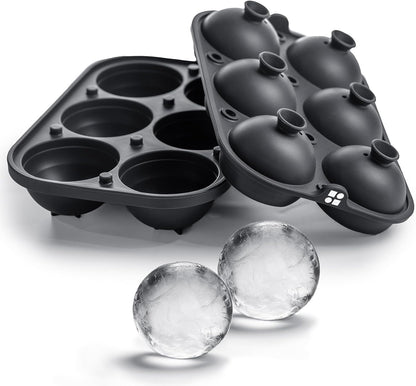 Ice Cube Molds, Large Silicone Sphere & Square Combo with Fill Funnel | 2 Inch round & Square Shapes, Built in Easy Fill Funnel, Large Silicone Combo for Whiskey Bourbon & Cocktails